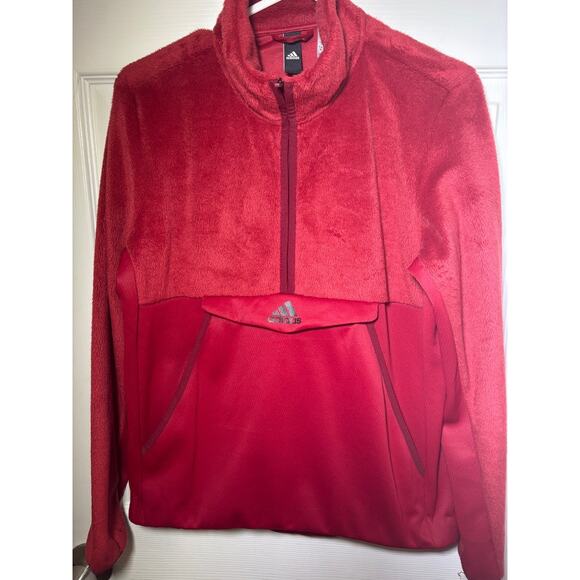 Adidas Women's Sweatshirt Red Pullover half zip frontpockets size Small FN2919 - Picture 8 of 8